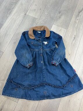 Le Top Blue Denim Dress Jacket with Tan Collar